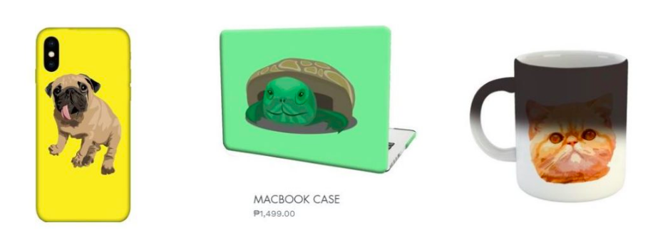 Daisy Case (PHP749/US.33); Macbook Case (PHP1,499/US.68); Magic Mug (PHP549/US.50). Photo: Printed Pets