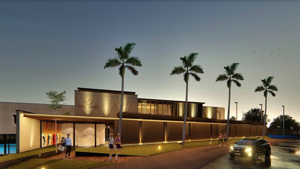 Architect rendering of the entrance to Liga Tennis Center & Academy. Photo: LTCA