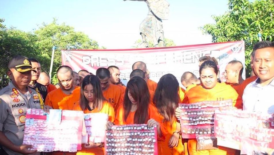 Denpasar Police made an example of the 23 suspects at Car Free Day on Sunday. Photo: @denpasar.viral/ @polrestadenpasar