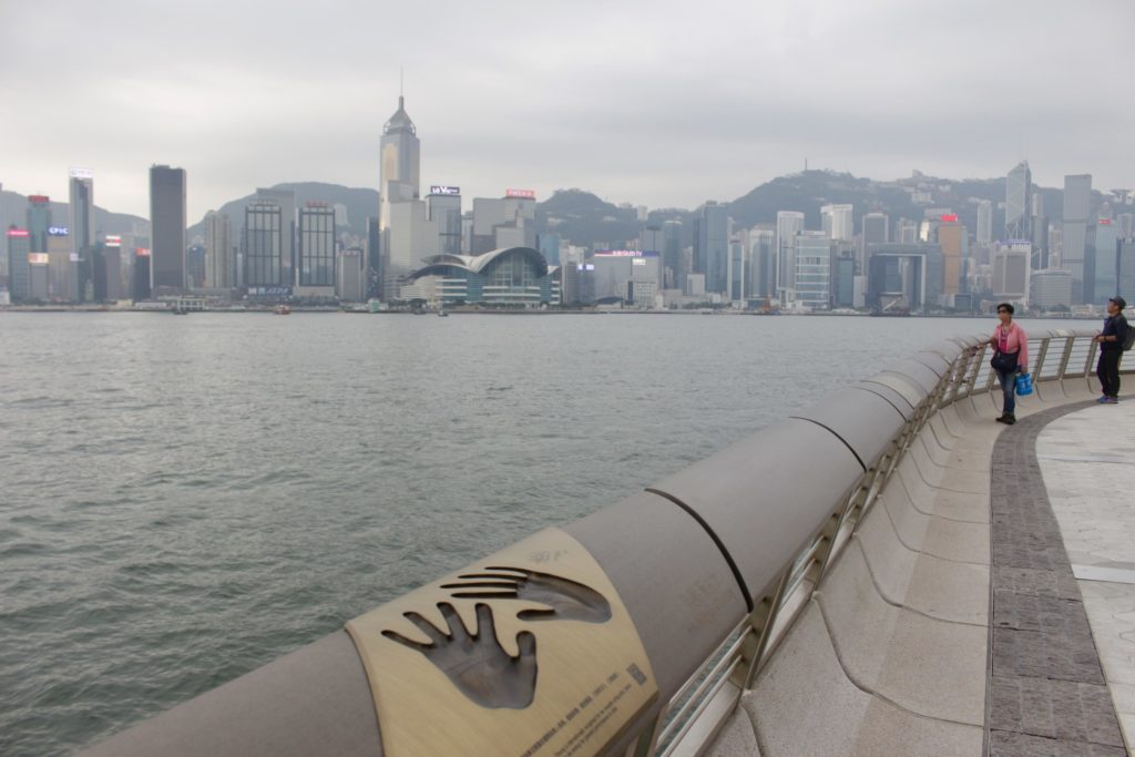 Visitors can pose for photos with the handprints of actress Maggie Cheung, the Hong Kong actress known for her lead role in Wong Kar-wai's In The Mood For Love. Just a few meters away are the handprints of her In The Mood For Love co-star Tony Leung Chiu-wai. Photo by Vicky Wong.