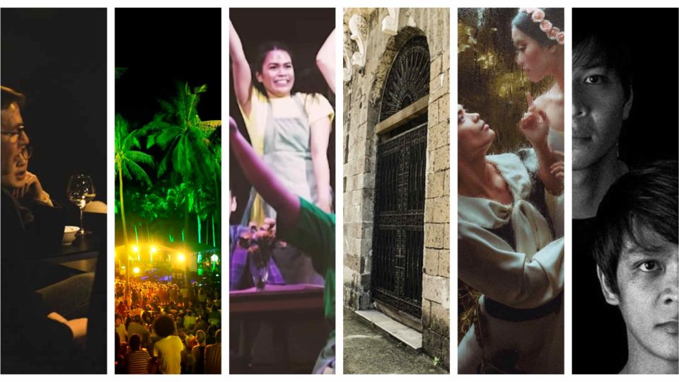 Image composite: Malasimbo Music & Arts Festival; “Ang Huling El Bimbo Opening” YouTube video; Pixabay; So Cards and Ballet Manila, via FB