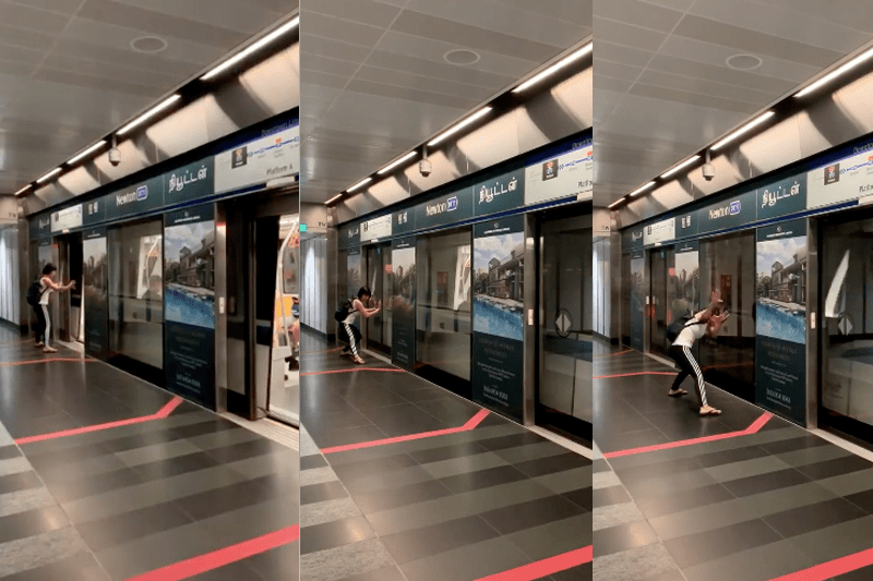 All hail the new Shaolin master of Singapore, sending trains off platform with her mystical powers. Sorta. (Photo: Chan Vy / Facebook)