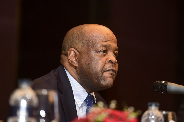 Director of Jurisdiction, Complementarity and Cooperation Division of the International Criminal Court (ICC), Phakiso Mochochoko, speaks during a press conference in Dhaka on March 11, 2019. – The visiting delegates of the International Criminal Court speak on their primary investigation into the atrocities carried out against the Rohingya during Myanmar’s military crackdown against the Muslim group in August 2017. (Photo by MUNIR UZ ZAMAN / AFP)