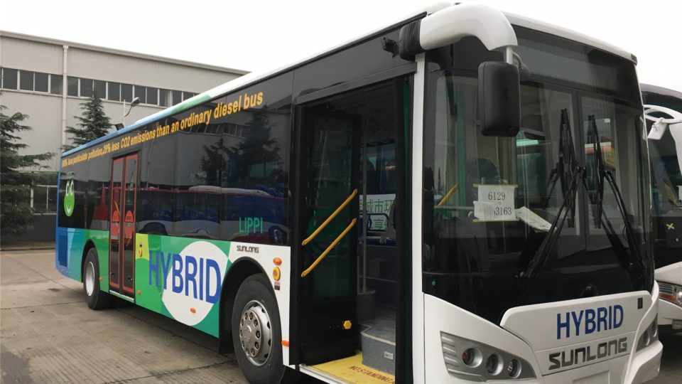 One of the buses owned by Green Frog Hybrid Bus Company. Photo: Green Frog’s Facebook page.