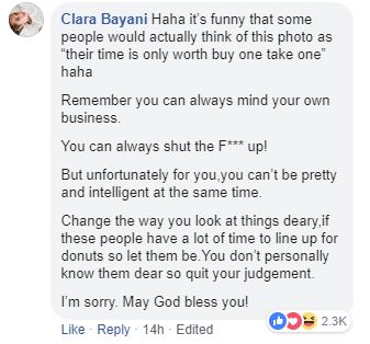 Karla Singson and donuts. Photo: Singson's Facebook account/Court Prather on Unsplash