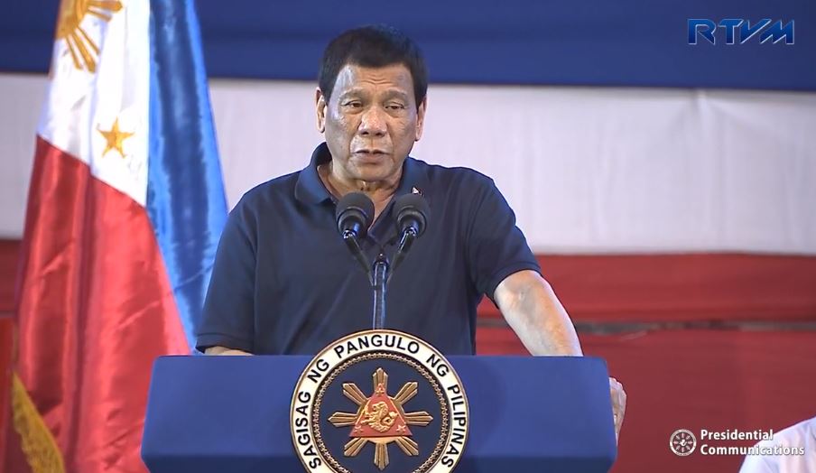 President Rodrigo Duterte delivering a speech at a campaign rally in Victorias City, Negros Occidental on March 8, 2019. Photo: Screenshot from Radio Television Malacañang’s video 