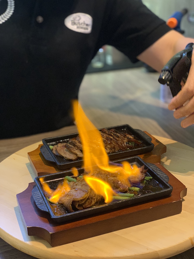 Flaming char siew. Photo: The Butcher’s Kitchen