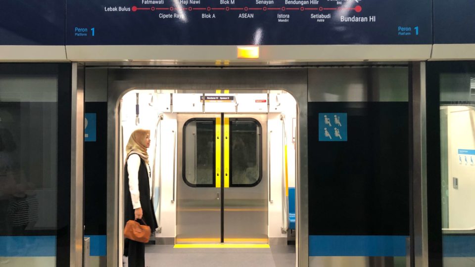 MRT Jakarta train at Bundaran HI Station. Photo: Nadia Vetta Hamid/Coconuts Media