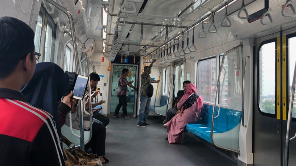 Inside the MRT Jakarta train. Photo: Nadia Vetta Hamid