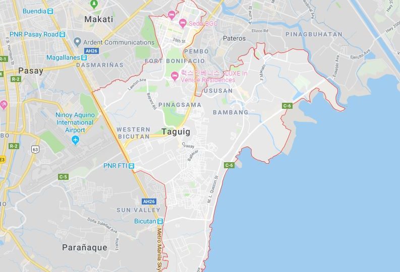 Taguig map. Photo: Google map.