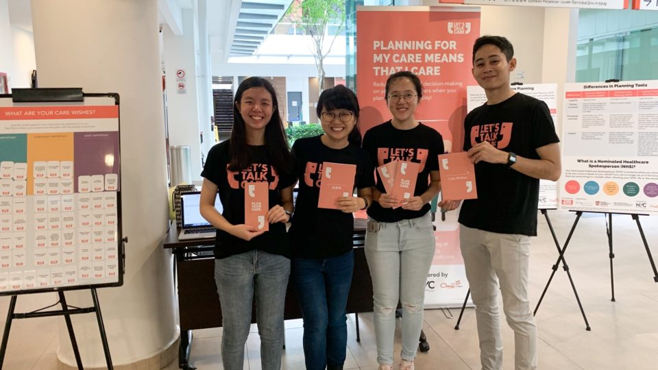 (L-R) Esther Chew, Freda Tan, Lim Say Hwee and Haikal Latiff are behind a drive to get older Singaporeans to plan their elder care preferences (Photo: Let’s Talk Care / Facebook)