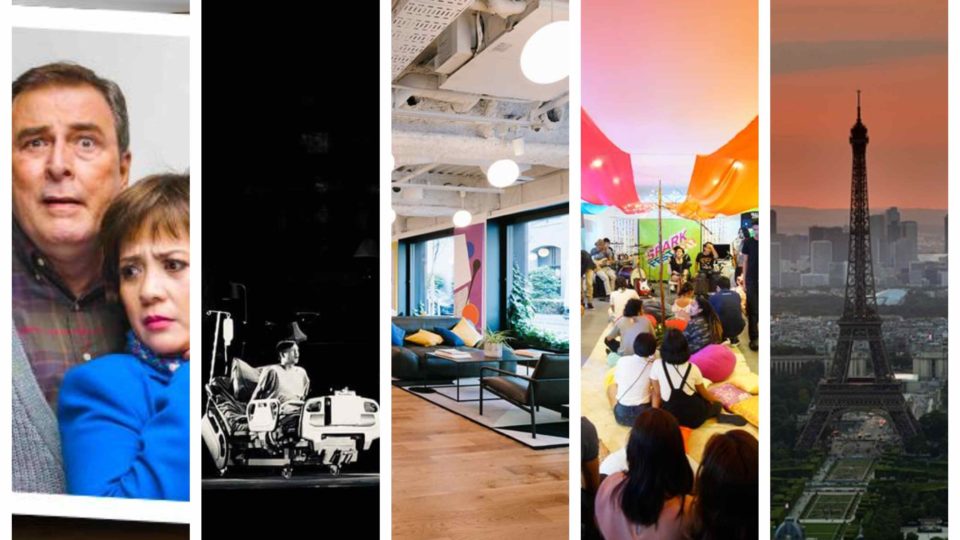 Image composite: Pixabay, Repertory Philippines, Atlantis Theatrical, WeWork Philippines, Spark Fest by The Spark Project/FB. 