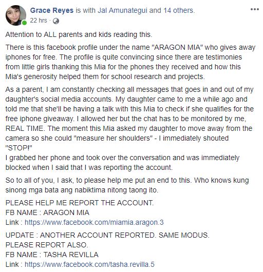 Photo: Grace Reyes FB account