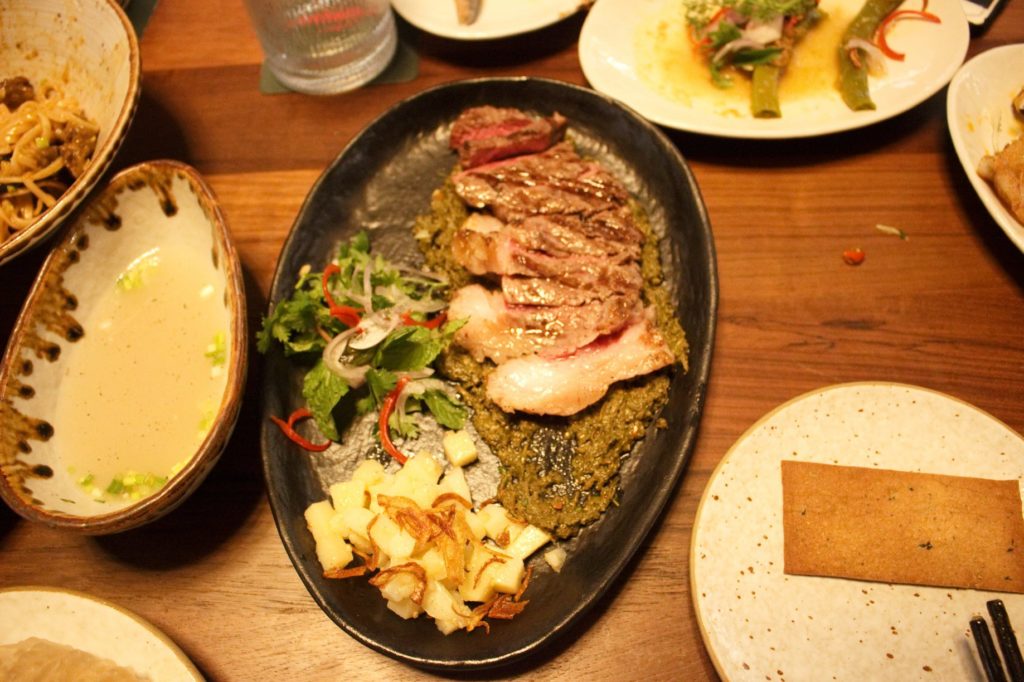 Sirloin Steak with Laphet Chimichurri Sauce | Photo: Nay Paing/Coconuts Media