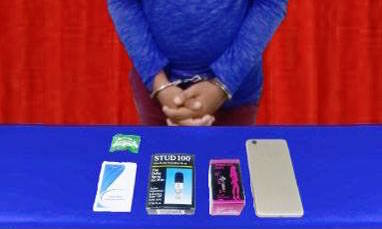 Sex enhancement pills, lube and OPPO phone confiscated by Yangon Police via Yangon Police Force Facebook