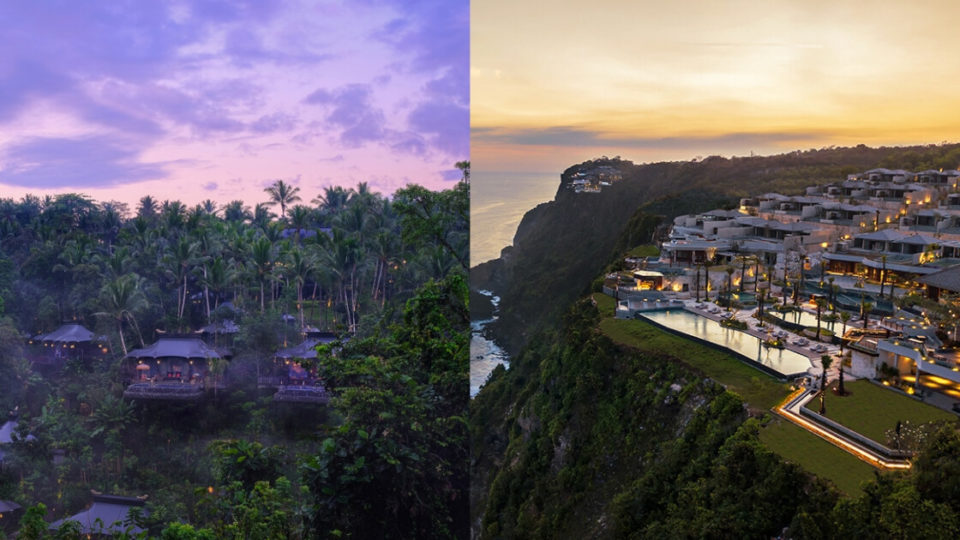 Two Bali resorts, Capella Ubud (left) and Six Senses Uluwatu (right), are included in the Condé Nast Traveler’s 2019 Hot List. Photo: capellahotels.com and sixsenses.com