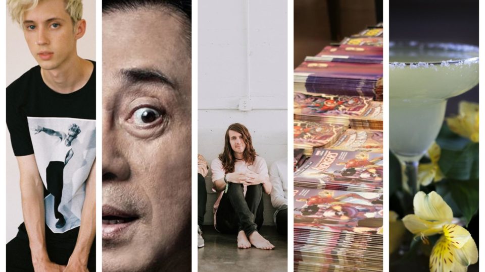 Image composite: Pixabay, Troye Sivan, Repertory Philippines, Mayday Parade, Fully Booked/FB. 