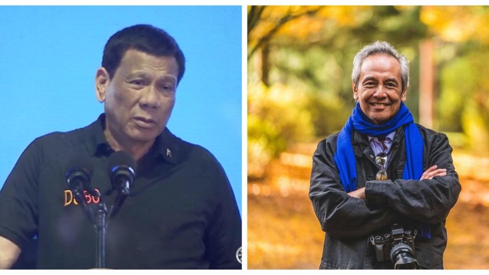 President Rodrigo Duterte and Jim Paredes. Photo: Screenshot from Radio Television Malacañang/Paredes’ FB account