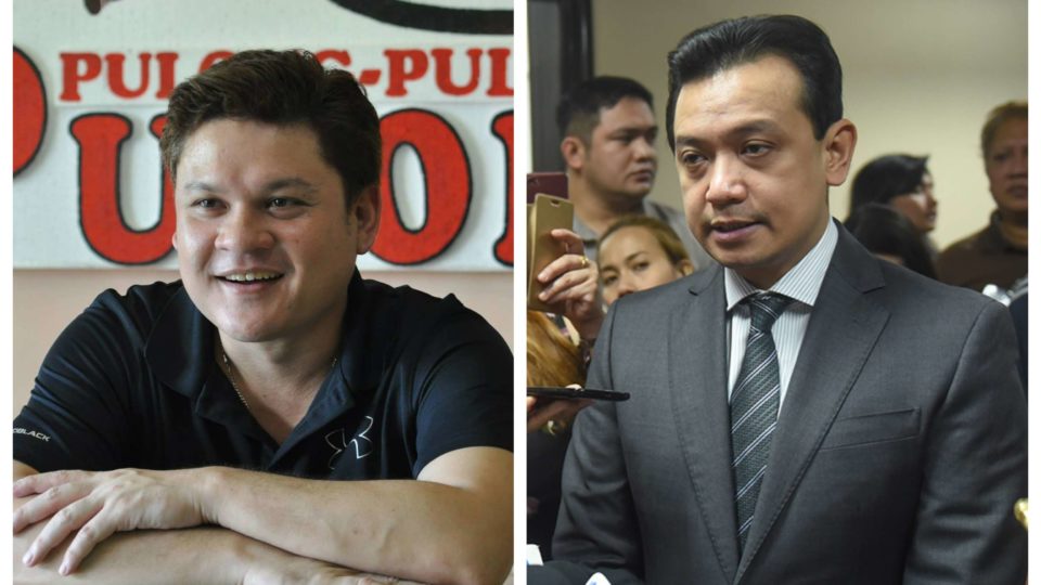 Photo: Presidential son Paolo Duterte and Senator Antonio Trillanes IV. Photo: Duterte’s Facebook/George Calvelo of ABS-CBN News