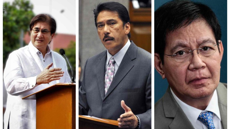 Senators Gregorio Honasan, Vicente Sotto, and Panfilo Lacson. Photo: ABS-CBN News for Sotto and Lacson’s photos/ Senate and Honasan’s FB for his photo.