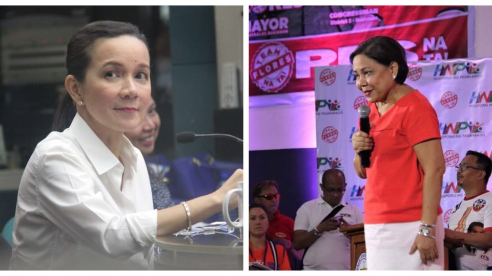 Senator Grace Poe (left) is now in second place while her colleague Cynthia Villar is on top.  Photo: ABS-CBN News and Villar’s FB page.