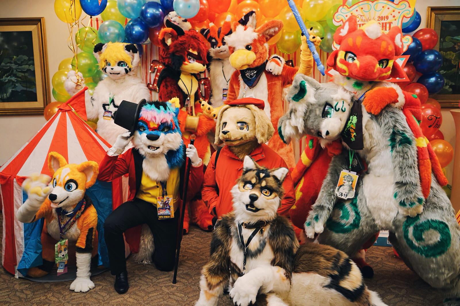 A group of furries ready for a photoshoot