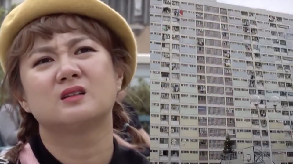 South Korean Park Na-rae struggling to take a photo of the famous Choi Hung Estate during a South Korean reality TV show. Screengrabs via YouTube.