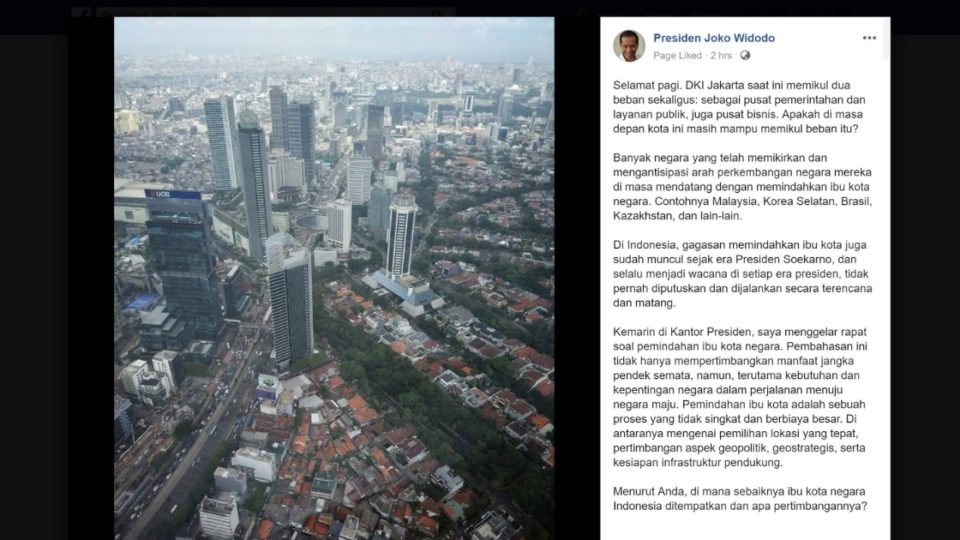 Screenshot: President Joko Widodo / Facebook 