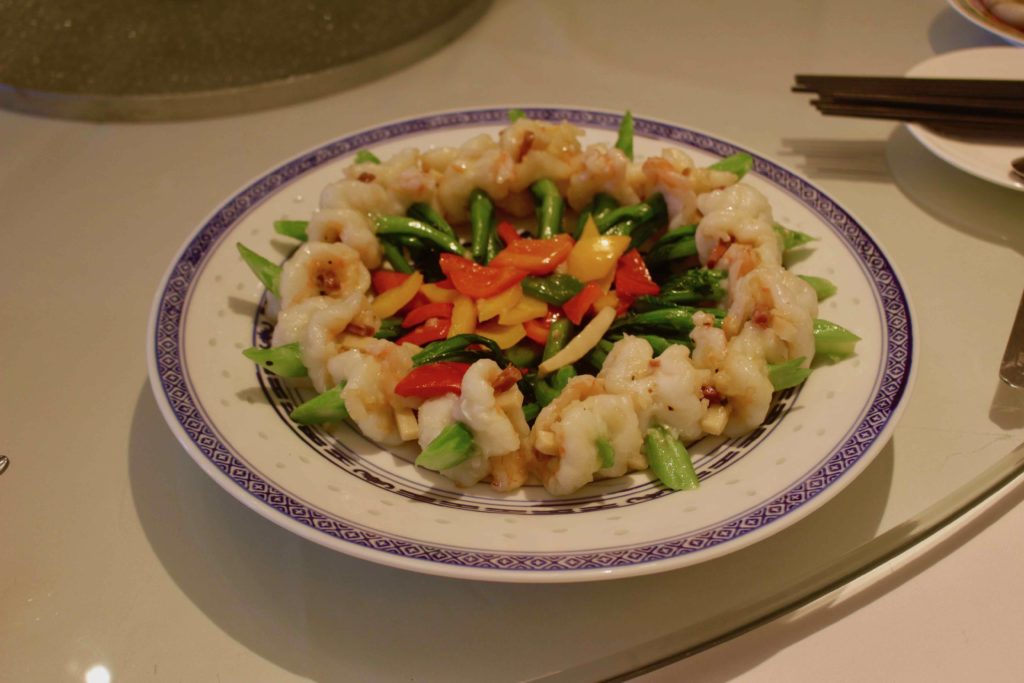 Man Hing's sautéed prawns stuffed with Chinese ham and bamboo shoot. Photo by Vicky Wong.