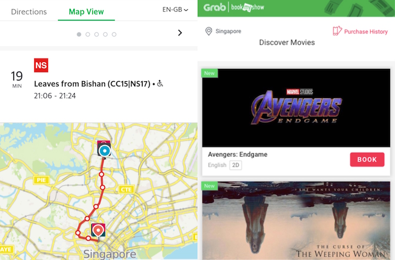 Photos: Screengrabs of app from Grab