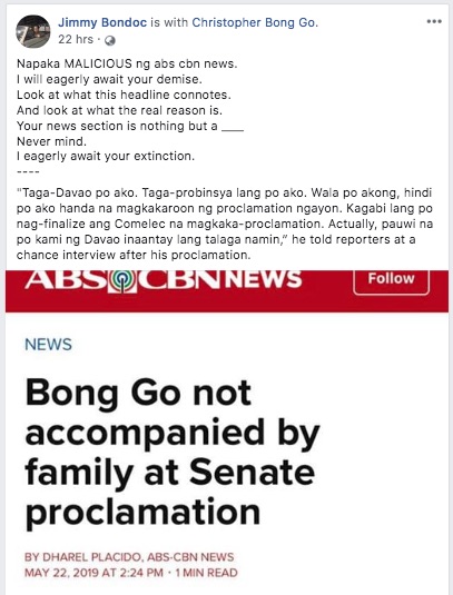 Photo: Screenshot from Jimmy Bondoc's FB