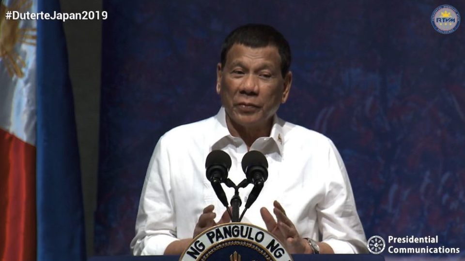 President Rodrigo Duterte in Tokyo, Japan. Photo: Screenshot from Radio Television Malacañang Palace