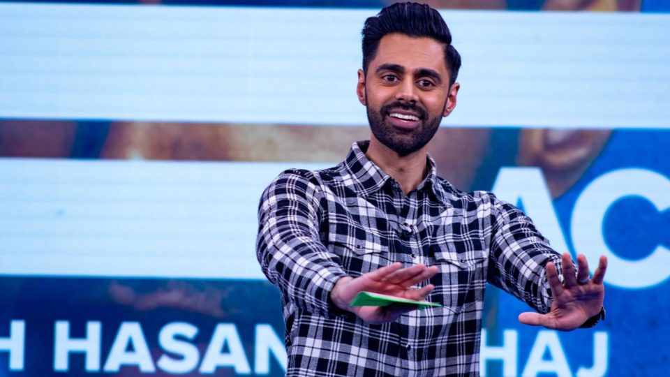 Comedian and host Hasan Minhaj on The Patriot Act. Photo: Show’s Facebook page.