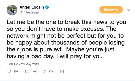 Photo: Screenshot from Angel Locsin's Twitter