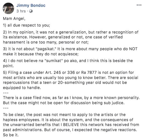 Photo: Screenshot from Jimmy Bondoc's FB
