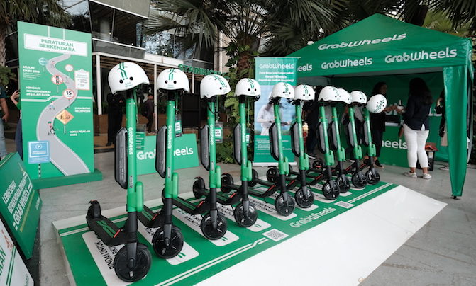 Grab Indonesia’s e-scooter sharing service Grabwheels. Photo: Grab Indonesia