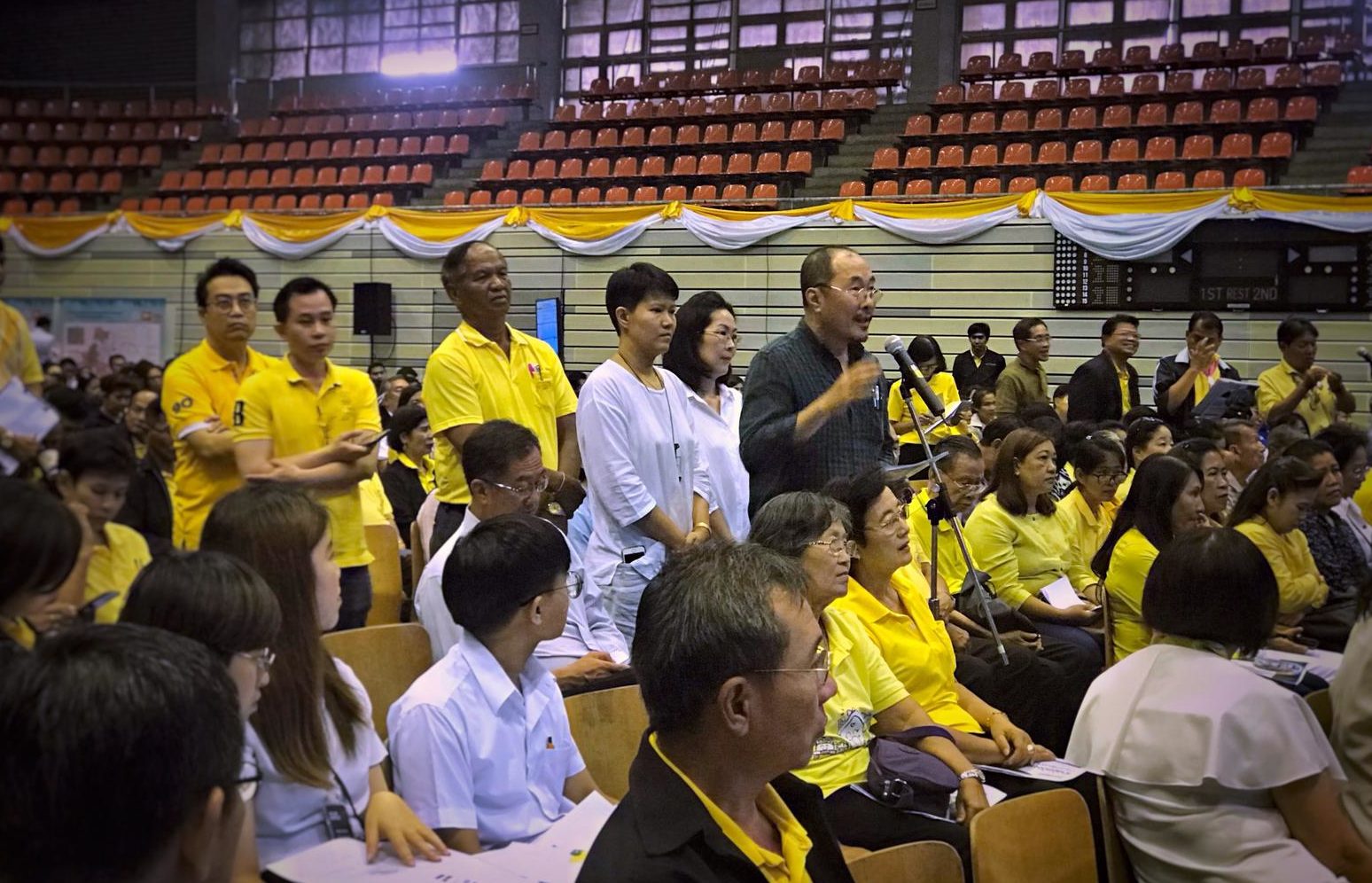Manit Sriwanichpoom (next to the microphone,) founder of Kathmandu Photo Gallery and the nonprofit Cinema Oasis, giving city planners his town cents. 
