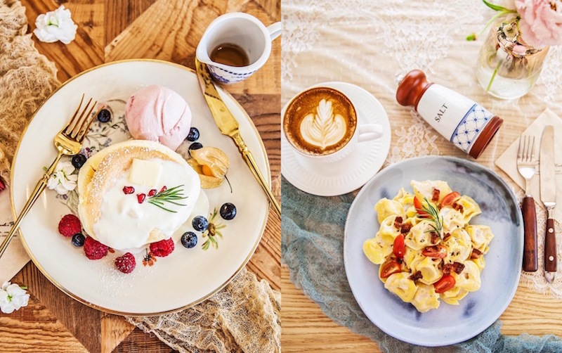 Souffle pancakes and pasta. Photo: Café de Nicole's Flower/Facebook
