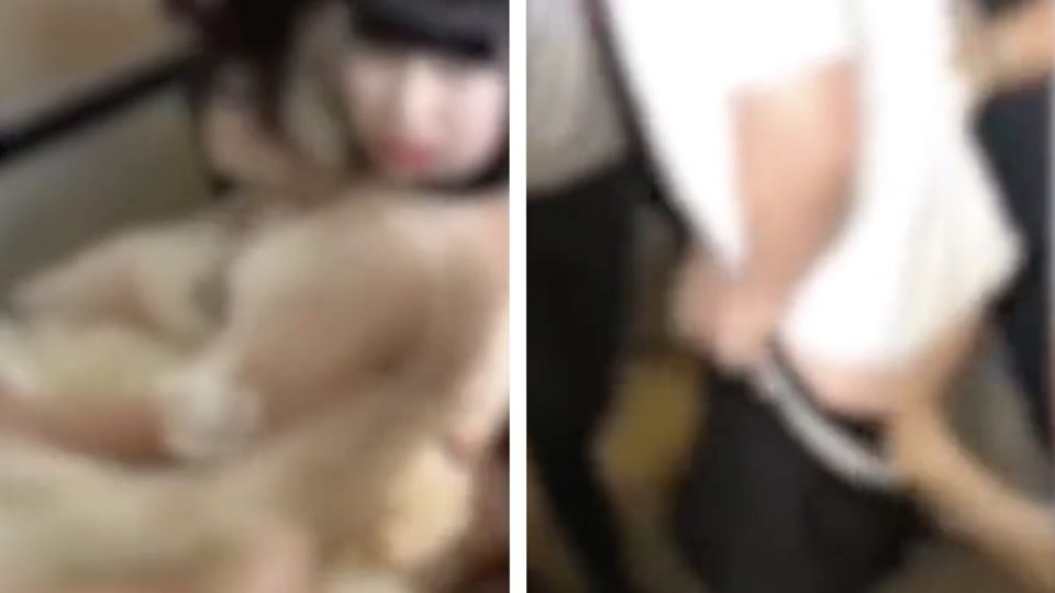 Netizens in the mainland have expressed outrage over a video showing a wedding hazing ritual where a group of men forced themselves onto the bridesmaids. Screengrab via Miaopai.