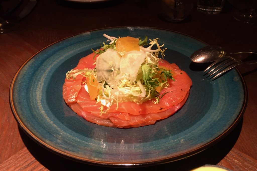 The salmon crudo at Mr. & Mrs. Fox. Photo: Stuart White.