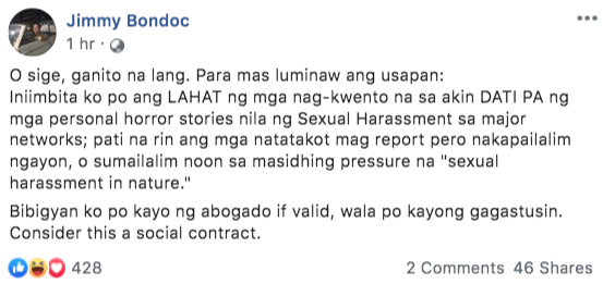 Photo: Screenshot from Jimmy Bondoc's FB