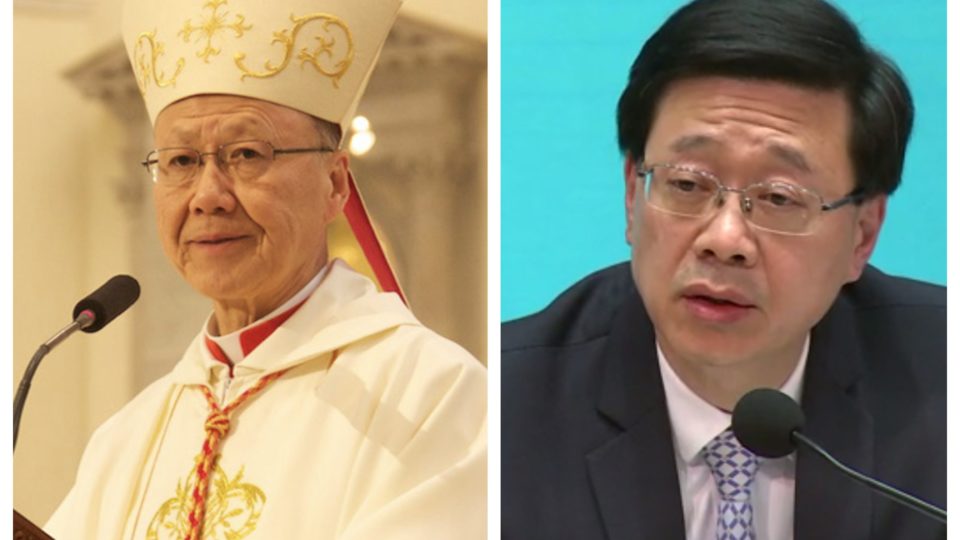 Cardinal John Tong (left), and Security Secretary John Lee (right). Photos via Catholic Church/GovHK.