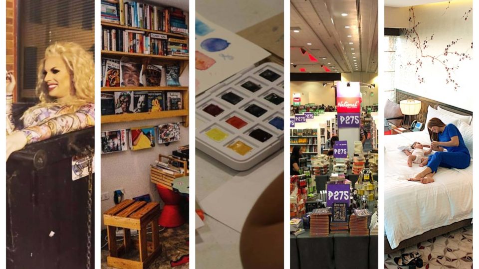 Image composite: City of Dreams Manila, Katya Zamolodchikova, Kwago, Fully Booked, National Book Store/FB. 