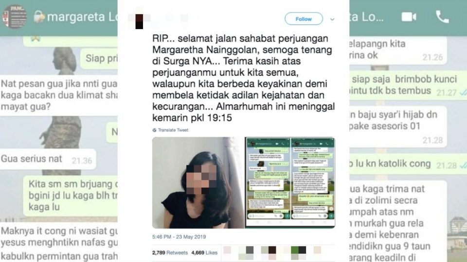 Example of a viral tweet about Margaretha Nainggolan. Screenshot from Twitter