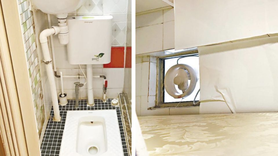 The interiors of a tiny apartment going for HK$3,700 per month where you can share your bedroom with your toilet. Screenshot via Apple Daily.