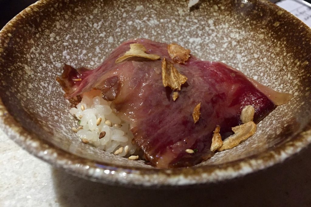 The torched ribeye tataki rice at Wagyu Vanne. Photo: Stuart White