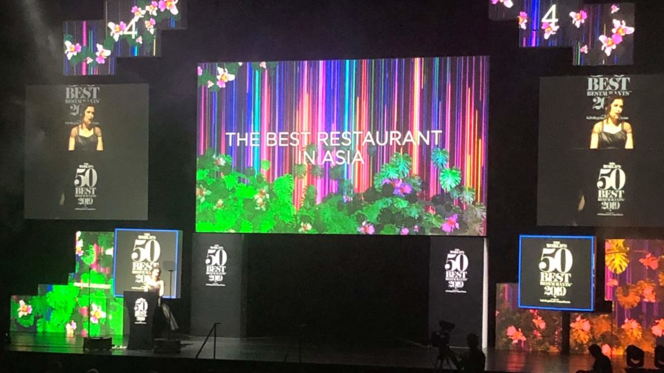 Announcement of the “Best Restaurant in Asia” at the 50 World’s Best Restaurants 2019 ceremony in Singapore. Photo: Cindy Kuan/Coconuts