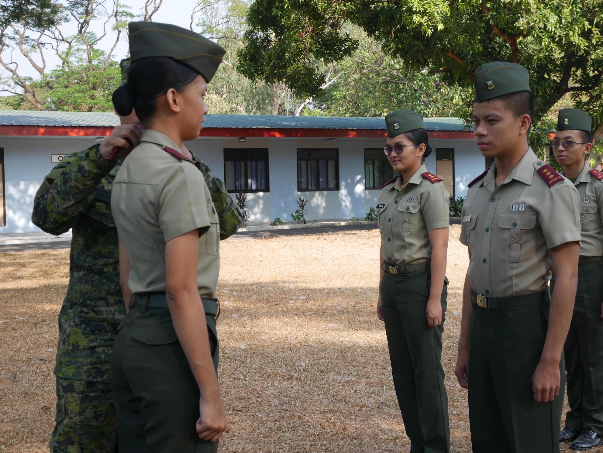 A cadet receives an award at an ROTC class in UP Diliman. Photo: Rachel Malaguit 