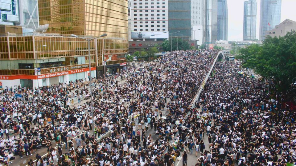 Thousands of protesters occupy Connaught Road Central during a demonstration against a controversial extradition bill. Photo by Vicky Wong.