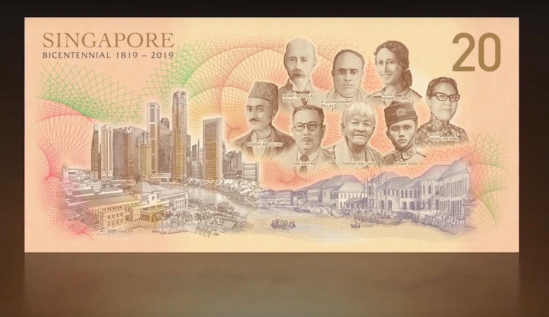 The S$20 note to commemorate Singapore’s Bicentennial. Photo: Screengrab from video